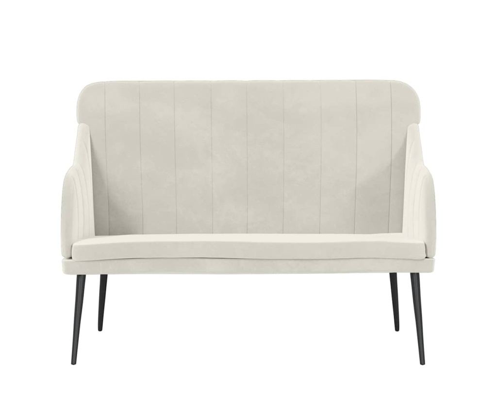 Bancă, crem, 110x76x80 cm, catifea - 3