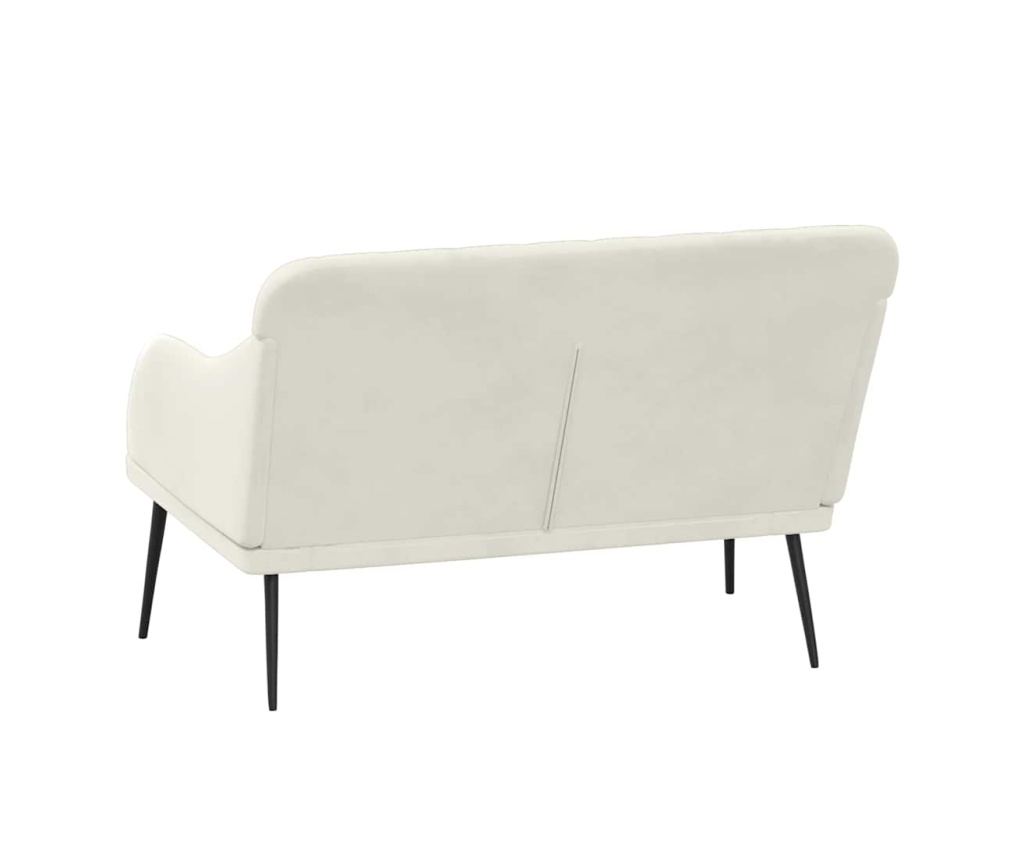 Bancă, crem, 110x76x80 cm, catifea - 5