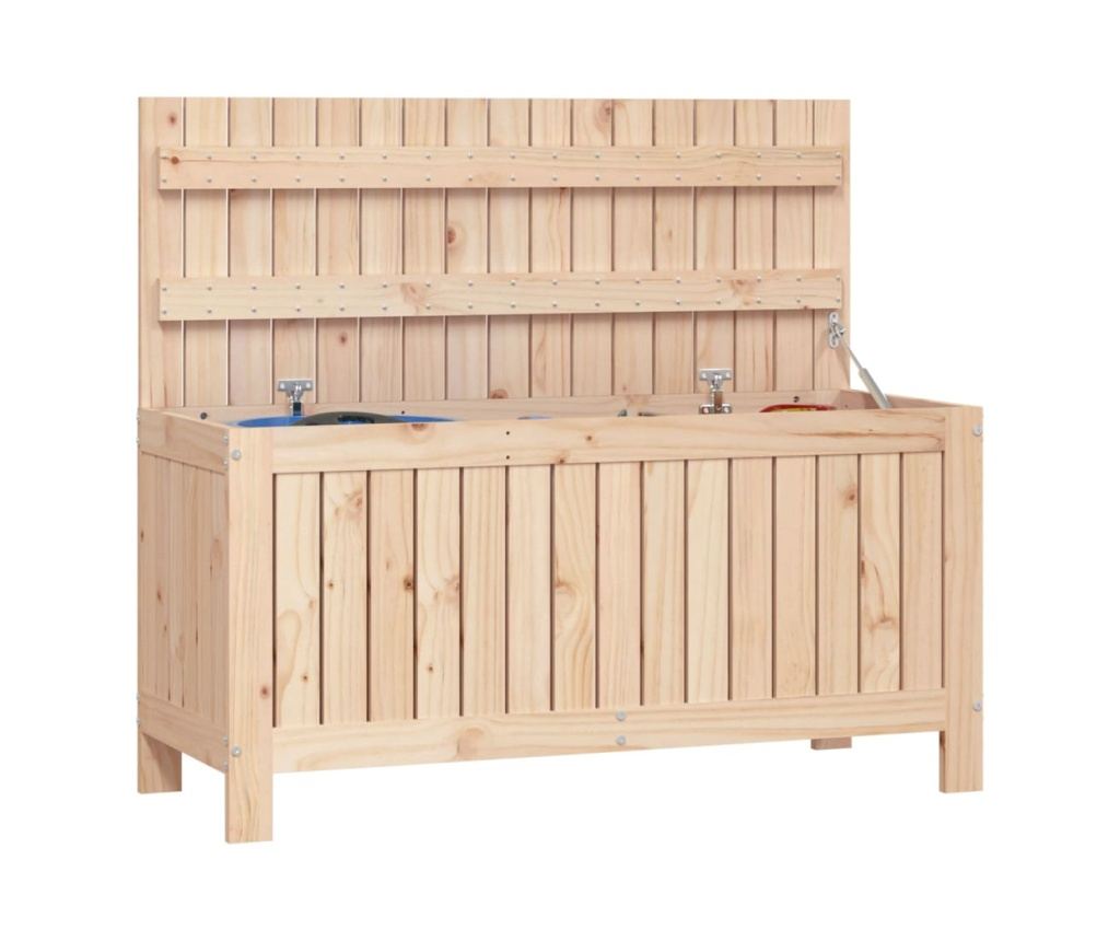 Градинска кутия за съхранение, 108x42.5x54 см, масивна борова дървесина - 4
