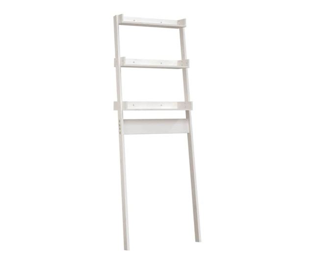 Тоалетна етажерка, бяла, 63.5x32x179 см, масивна борова дървесина
