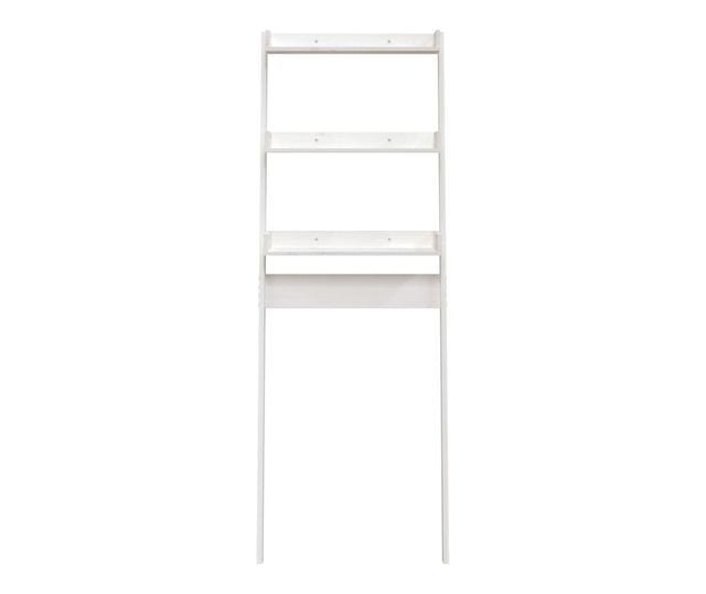 Тоалетна етажерка, бяла, 63.5x32x179 см, масивна борова дървесина