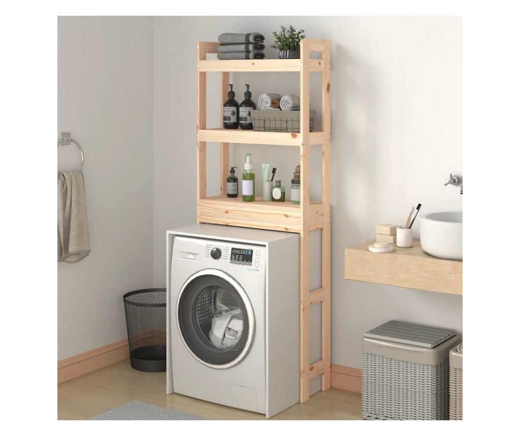 Тоалетна етажерка, 63x26x171 см, Масивна борова дървесина - 3