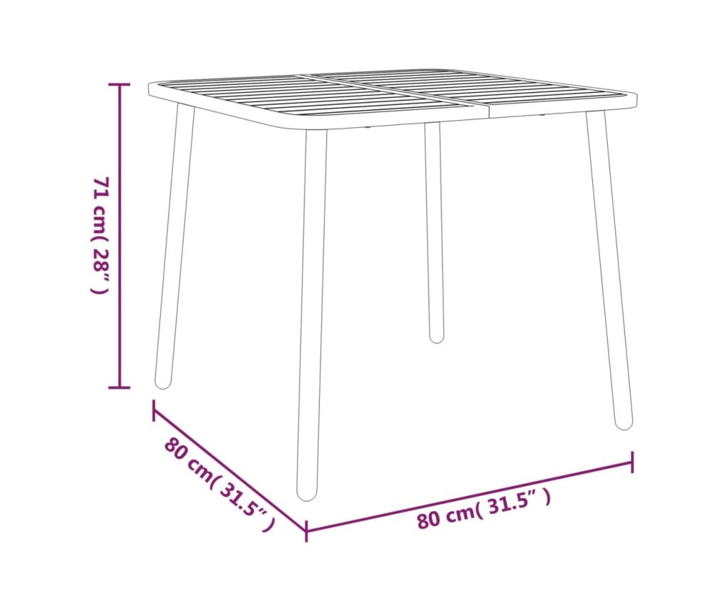 Záhradná jedálenská súprava, 3 kusy, antracitová, oceľ - 11