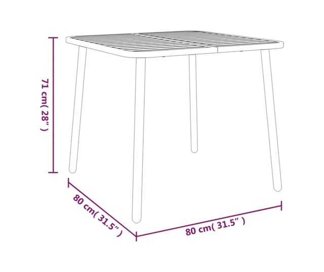 Комплект градински мебели, 3 части, антрацит, стомана