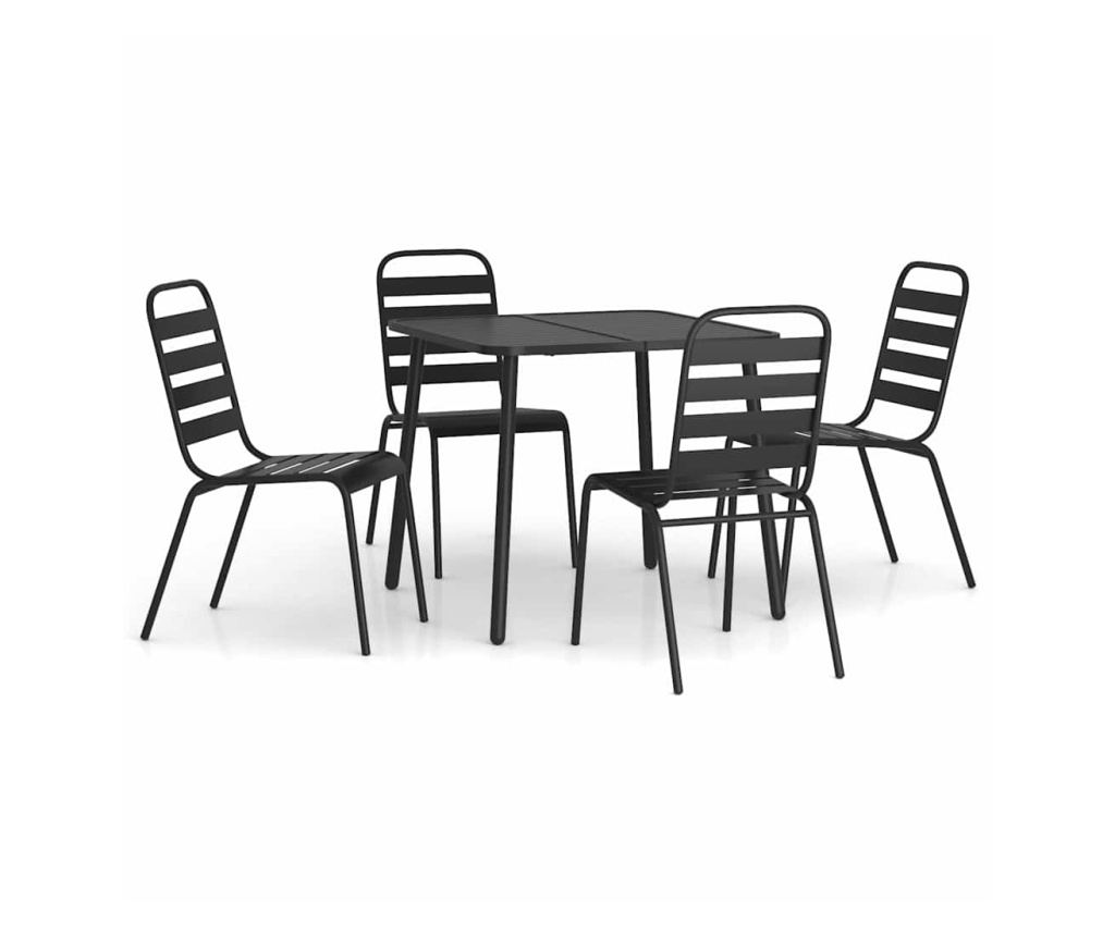 Vrtna garnitura za objed, 5 komada, Antracit, Čelik - 2