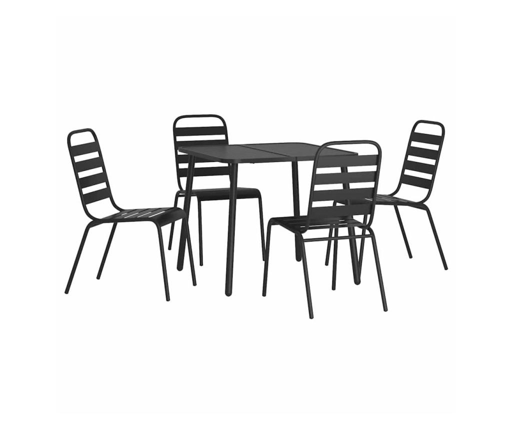 Vrtna garnitura za objed, 5 komada, Antracit, Čelik - 3