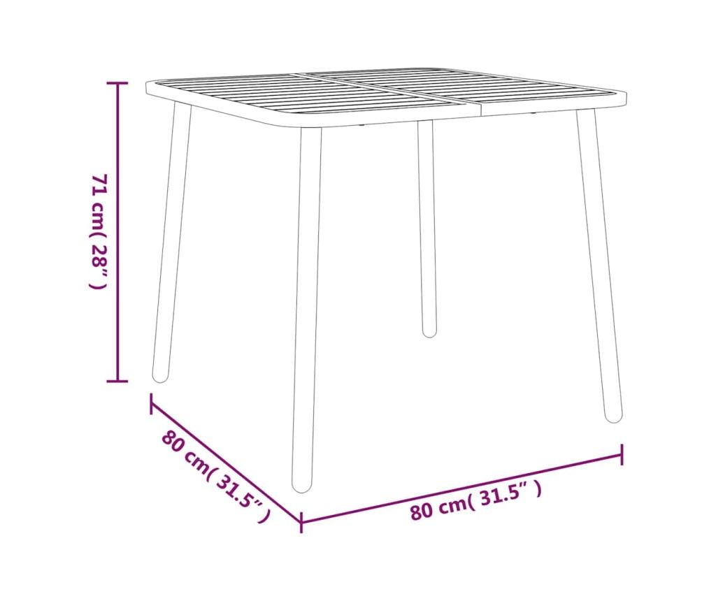Vrtna garnitura za objed, 5 komada, Antracit, Čelik - 11