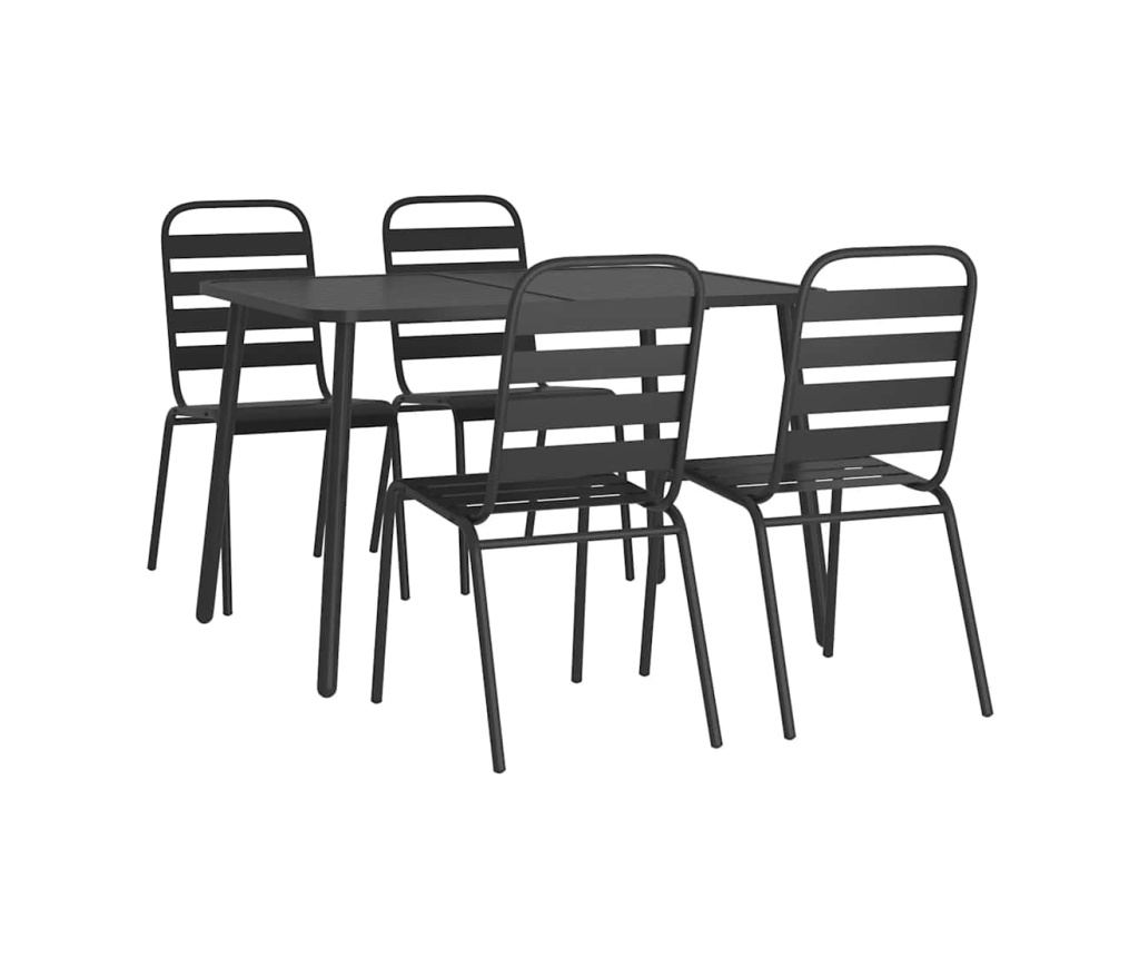 Градински комплект за хранене, 5 части, антрацит, стомана - 3