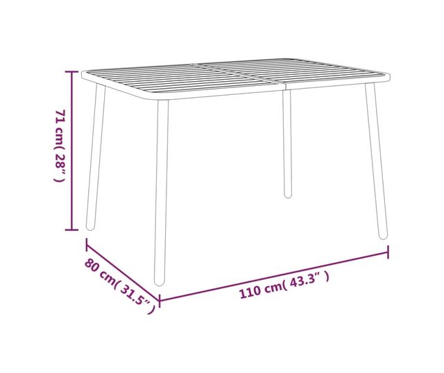 Комплект градински мебели, 7 части, антрацит, стомана