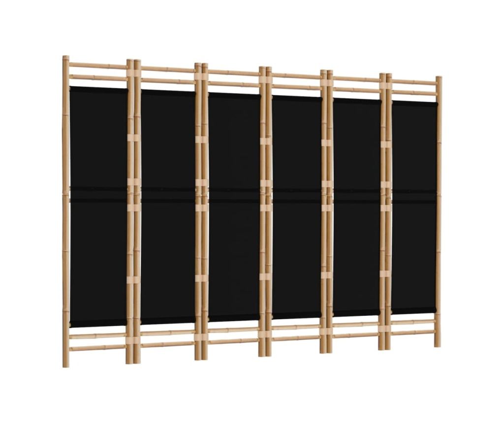 Skládací paraván se 6 panely 240 cm bambus a látka - 3