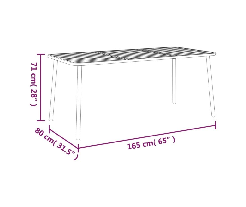 Комплект градински мебели, 7 части, антрацит, стомана - 11