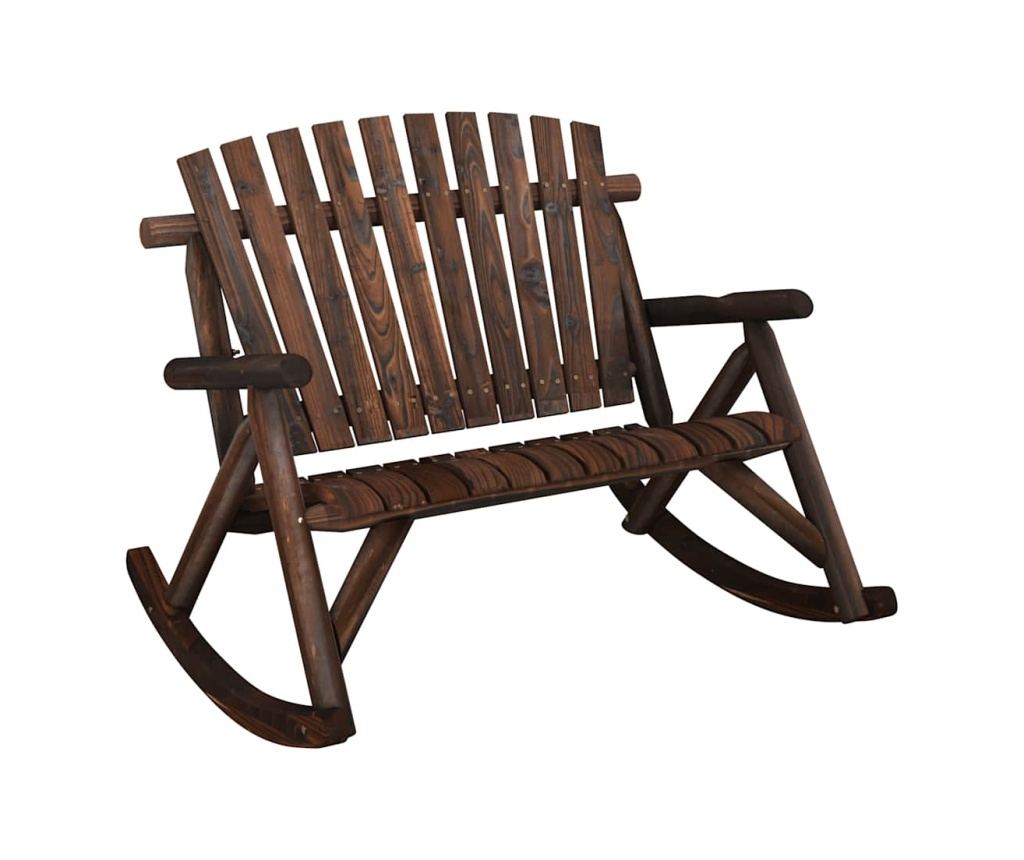 2-местна люлееща се пейка от масивна бяла ела, 123x96x102 см - 2