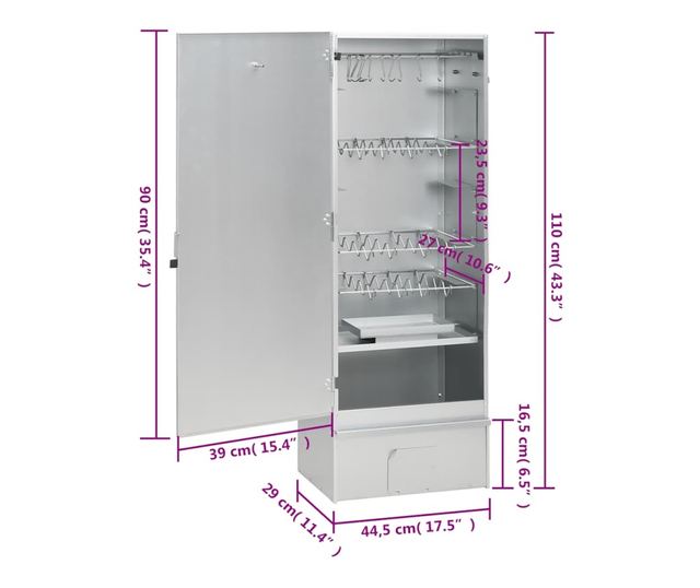 Пушилка за барбекю с маса, поцинкована стомана