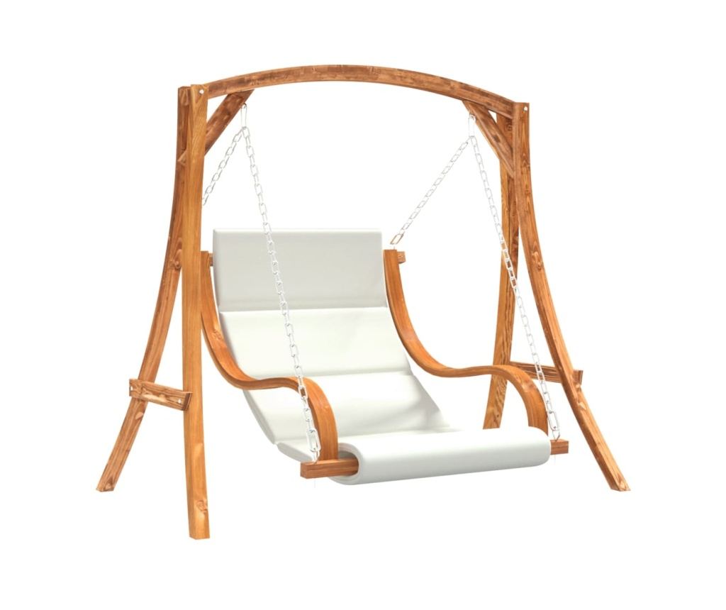 Шезлонг от масивна смърчова дървесина с покритие от тиково дърво и възглавница - 2