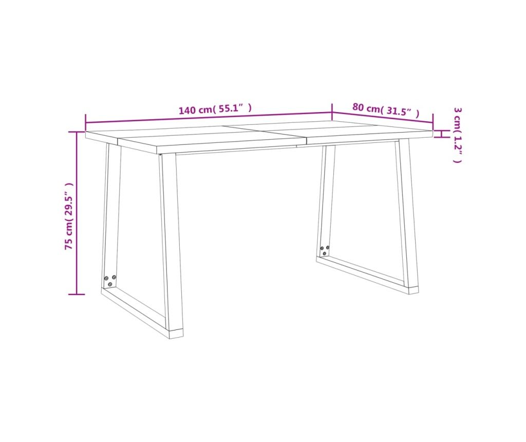 Комплект за хранене от 3 части, естествени ръбове, масивен акациев дървен материал - 11