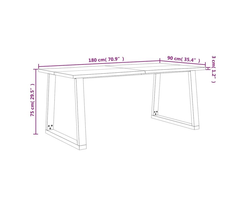 Комплект за хранене от 3 части, естествени ръбове, масивен акациев дървен материал - 11