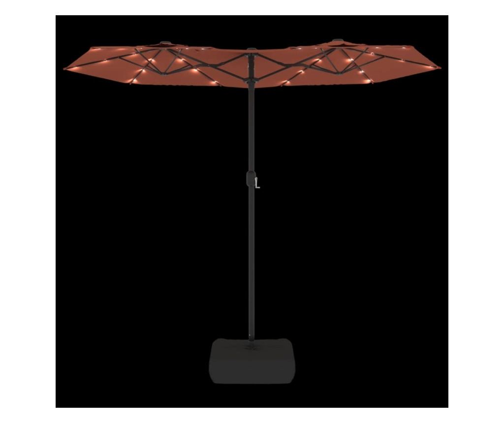 Dvojitý LED dáždnik na terasu tehlovo červený 316x240 cm - 6