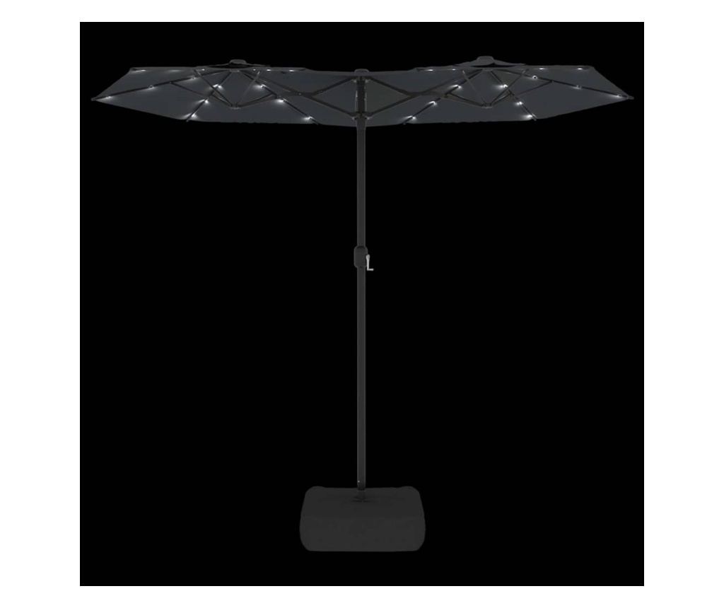 Двоен LED чадър, черен, 316x240 см - 6