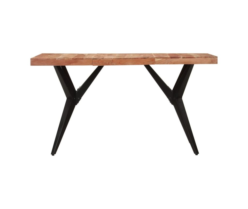 Τραπέζι κουζίνας, μαύρο, 140x70x76 εκ., μασίφ ξύλο ακακίας - 2