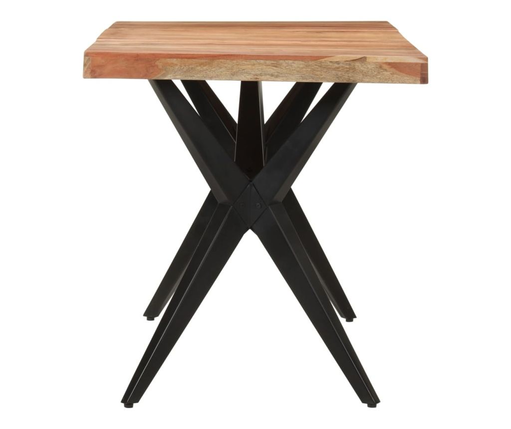 Τραπέζι κουζίνας, μαύρο, 140x70x76 εκ., μασίφ ξύλο ακακίας - 3