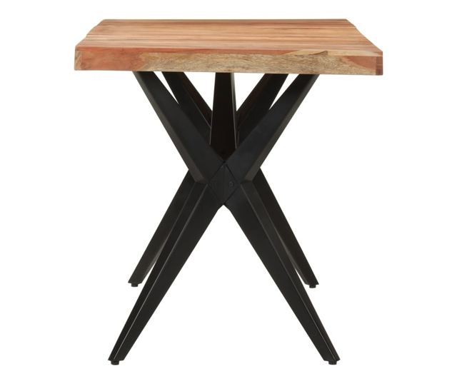 Кухненска маса, черна, 140x70x76 см, масивна дървесина от акация