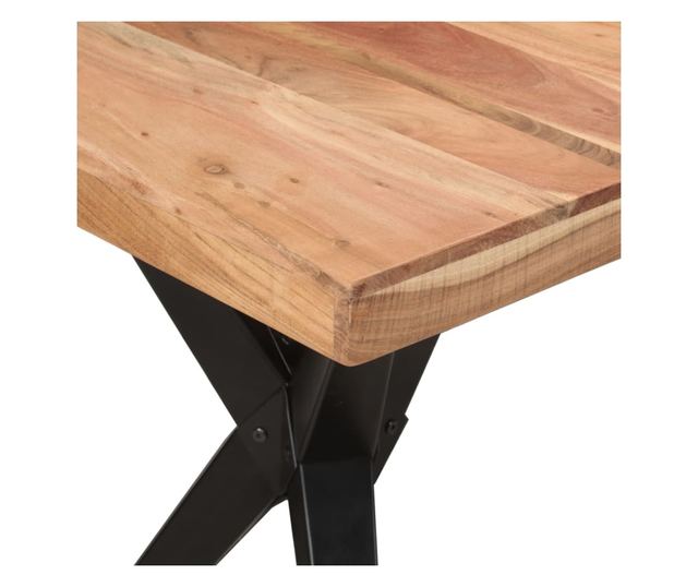 Кухненска маса, черна, 140x70x76 см, масивна дървесина от акация