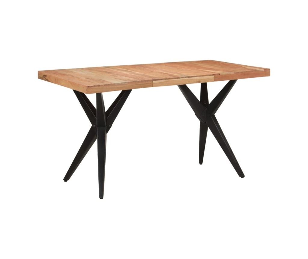 Τραπέζι κουζίνας, μαύρο, 140x70x76 εκ., μασίφ ξύλο ακακίας - 8