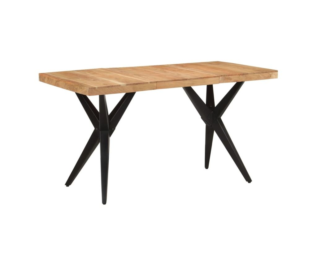 Τραπέζι κουζίνας, μαύρο, 140x70x76 εκ., μασίφ ξύλο ακακίας - 10