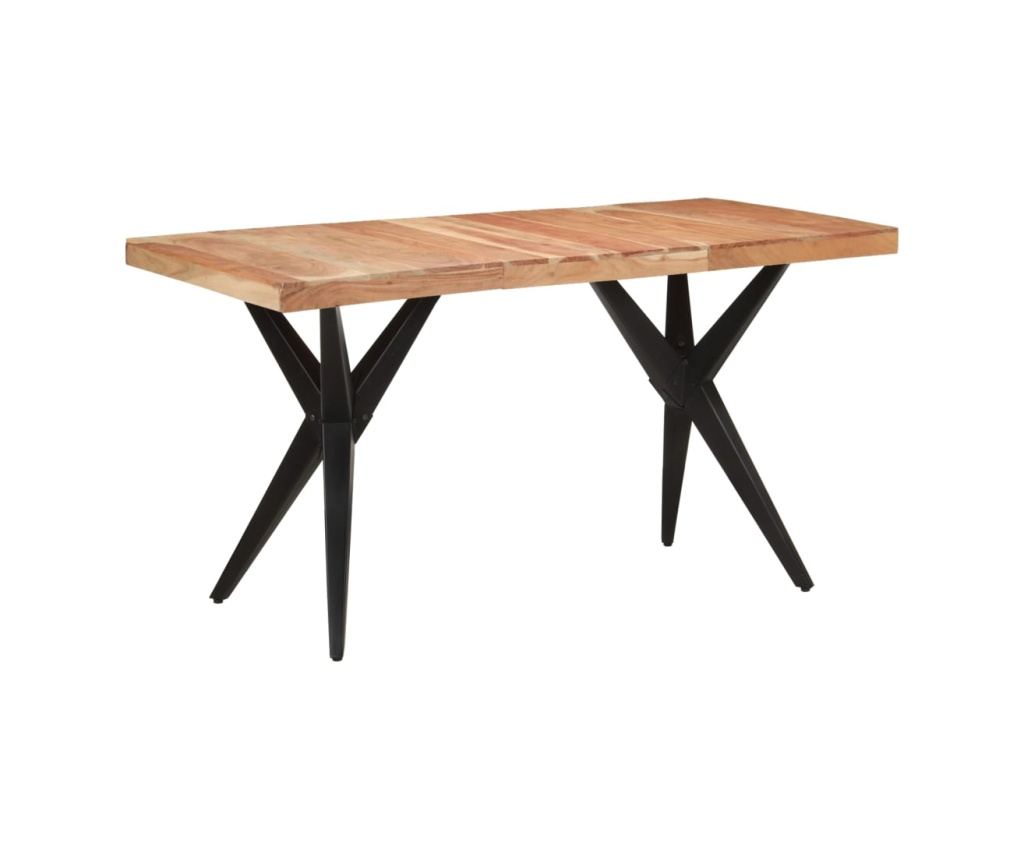 Τραπέζι κουζίνας, μαύρο, 140x70x76 εκ., μασίφ ξύλο ακακίας - 11