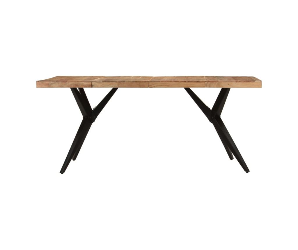 Трапезна маса, черна, 180x90x77 см, масивна дървесина акация - 2