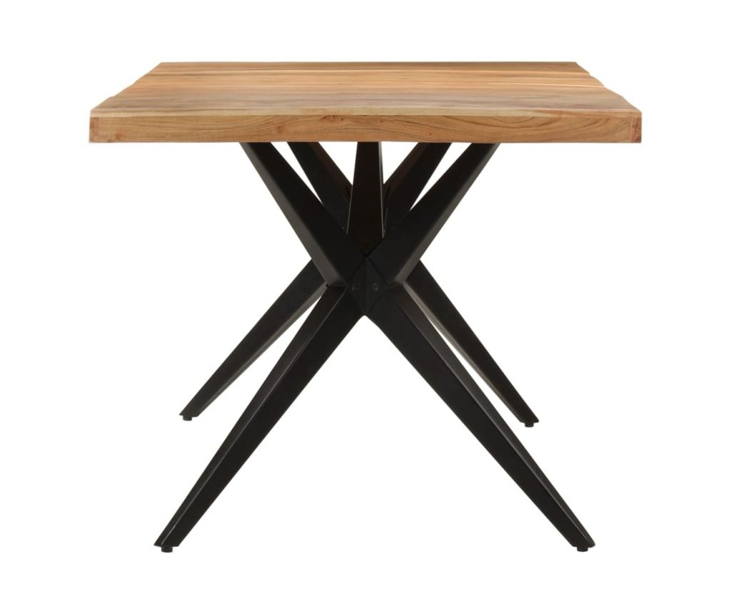 Трапезна маса, черна, 180x90x77 см, масивна дървесина акация - 3