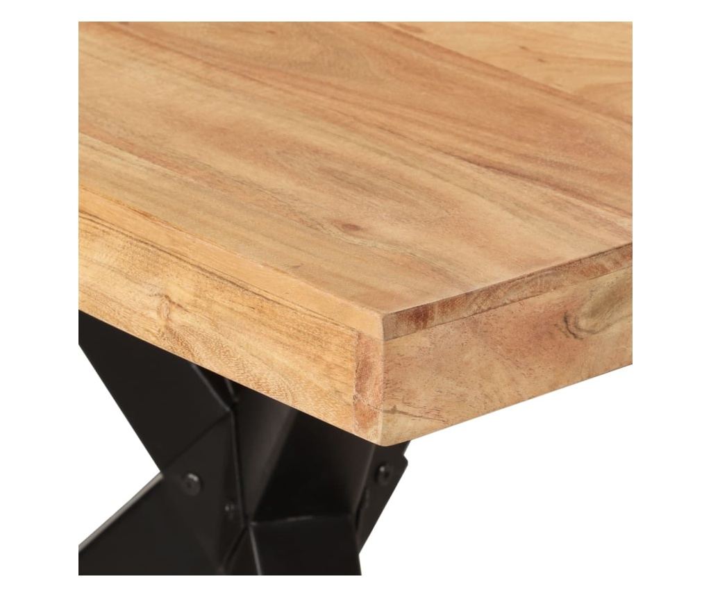 Трапезна маса, черна, 180x90x77 см, масивна дървесина акация - 5
