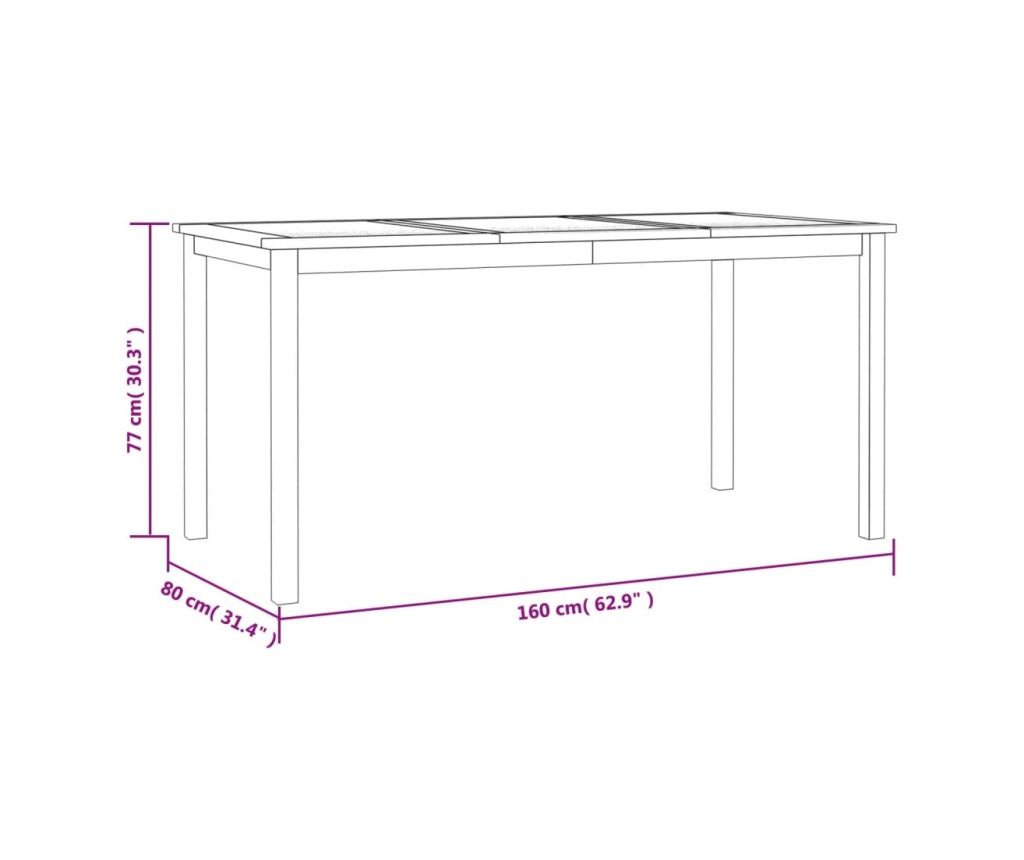 Комплект градински мебели, масивна тикова дървесина, 5 части - 11