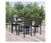 Градински комплект мебели, 5 части, Черен, Полиратан