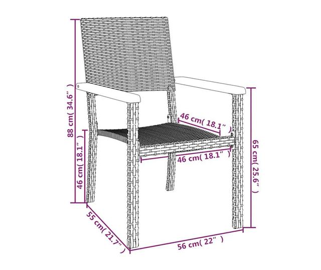 Градински комплект мебели, 5 части, Черен, Полиратан
