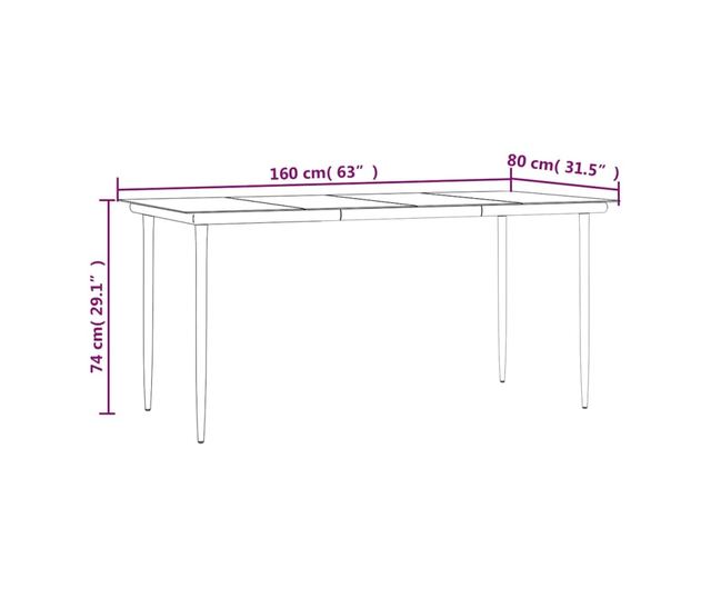 Градински комплект мебели, 5 части, Черен, Полиратан