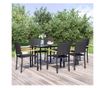 Градински комплект мебели, 7 части, Черен, Полиратан
