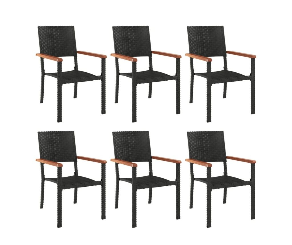 Set mobilier de grădină, 7 piese, negru, poliratan - 4