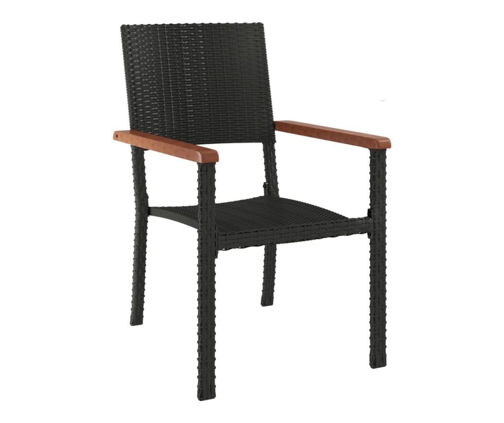 Set mobilier de grădină, 7 piese, negru, poliratan - 5