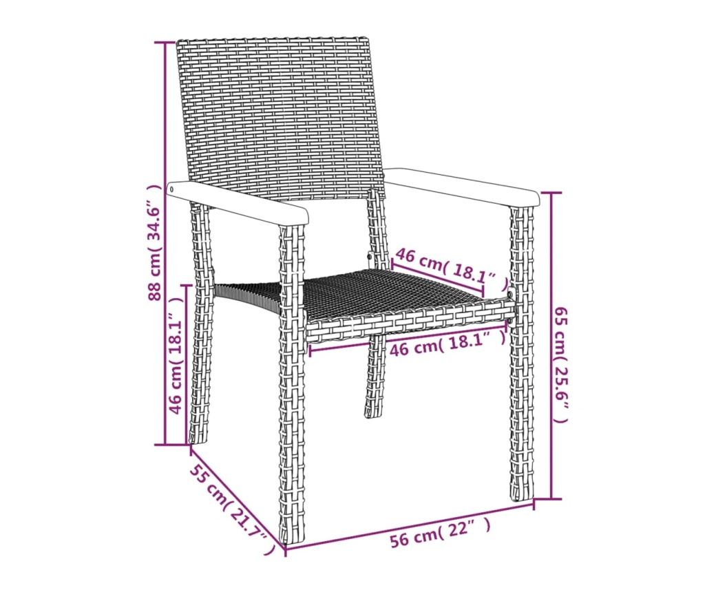 Set mobilier de grădină, 7 piese, negru, poliratan - 10