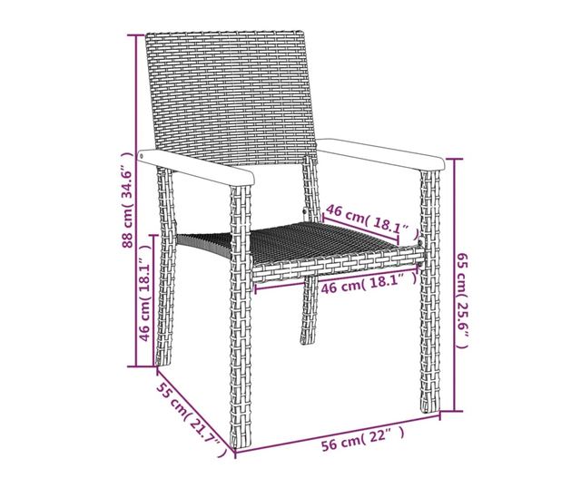 Градински комплект мебели, 7 части, Черен, Полиратан