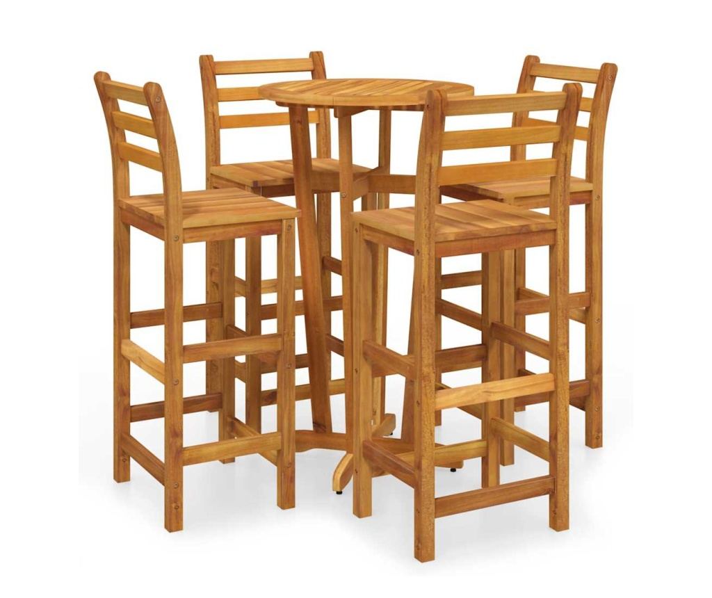 Градински комплект мебели, 5 части, масивна акациева дървесина - 2