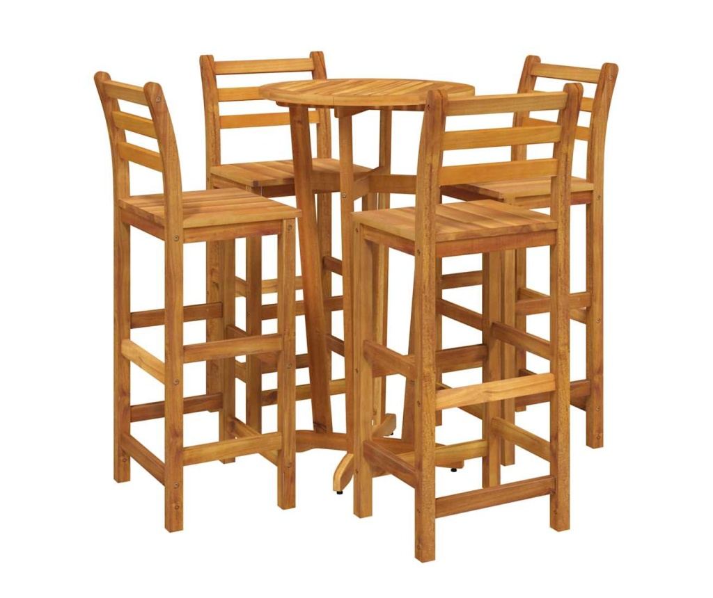 Градински комплект мебели, 5 части, масивна акациева дървесина - 3