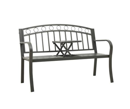 Vrtna klupa sa stolom, siva, 120 cm, čelik