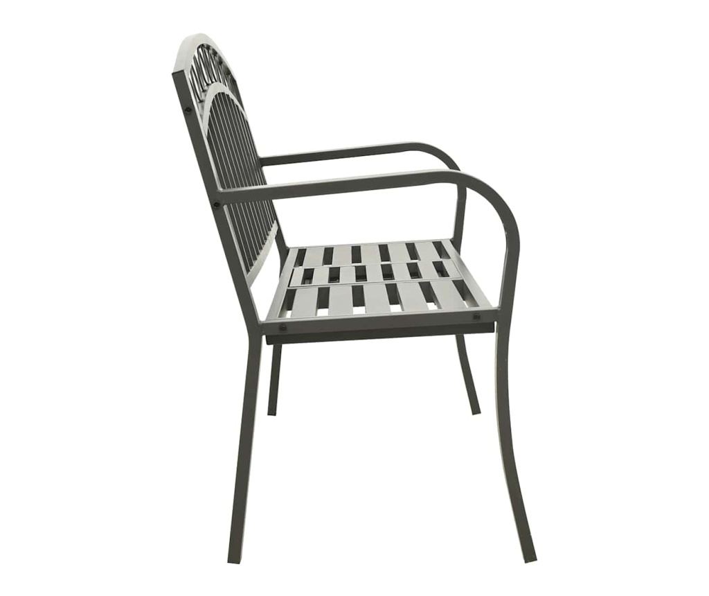 Градинска пейка с маса, сива, 120 см, стомана - 4