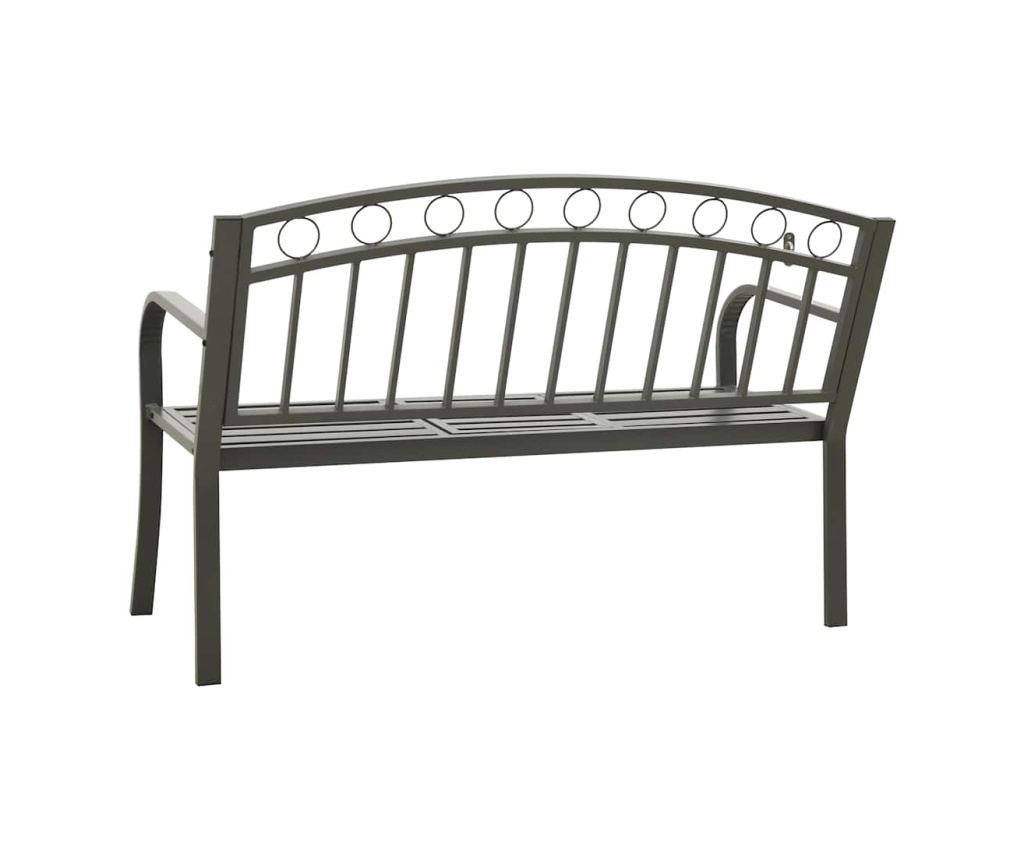 Градинска пейка с маса, сива, 120 см, стомана - 5