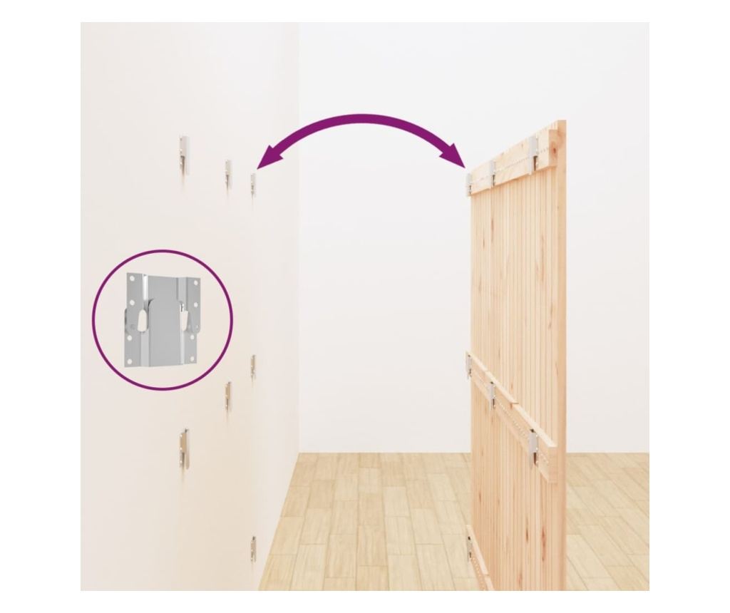 Табла за легло за стена, 159.5x3x110 см, Масивна борова дървесина - 6