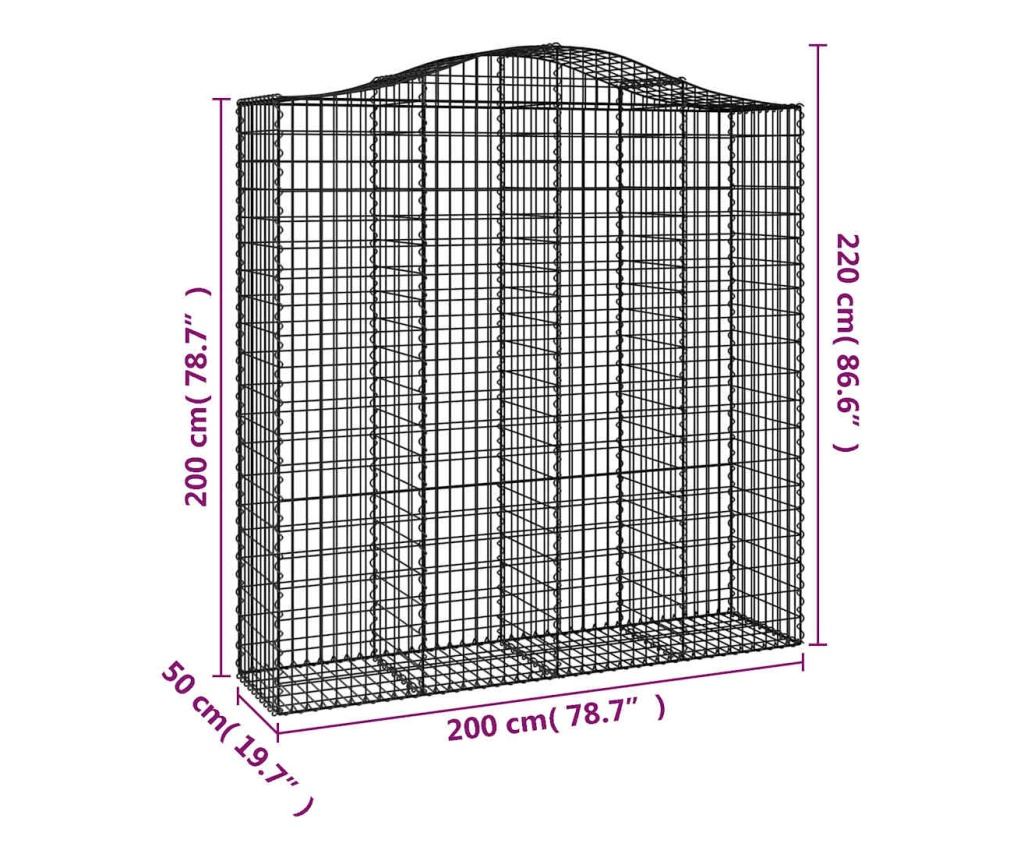 Извити Габиони, 8 бр. 200x50x200/220 см, Поцинковано Желязо - 6