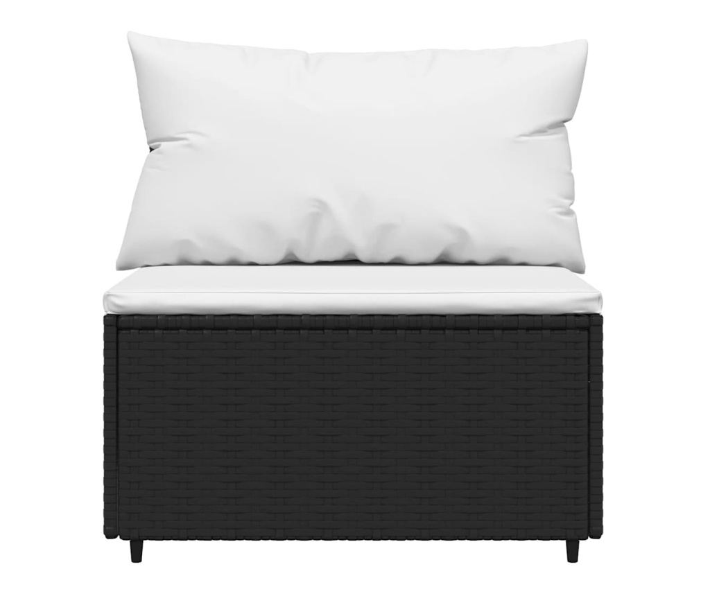 Vrtna garnitura s jastucima, 3 komada, crna, poli ratan - 5