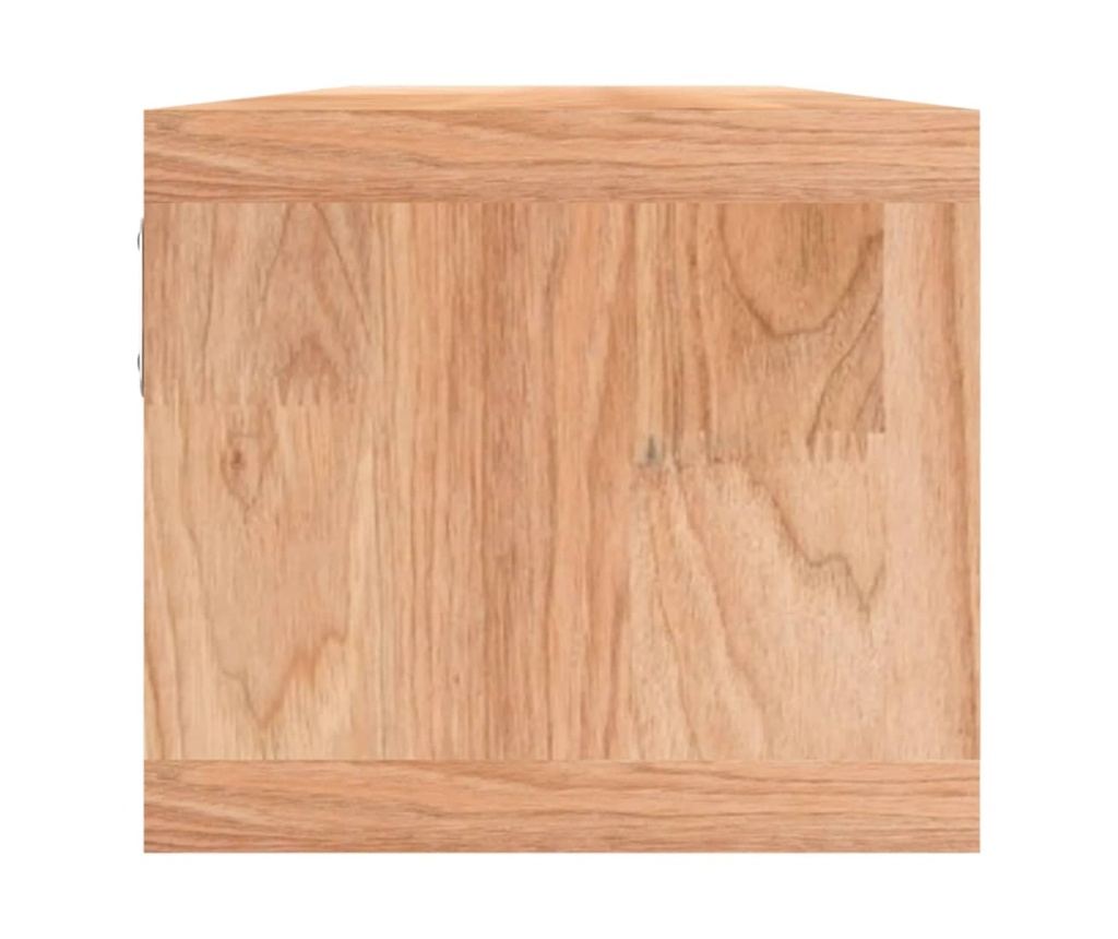 Стенен рафт с кошници, 62x18x16 см, масивно дърво орех - 4